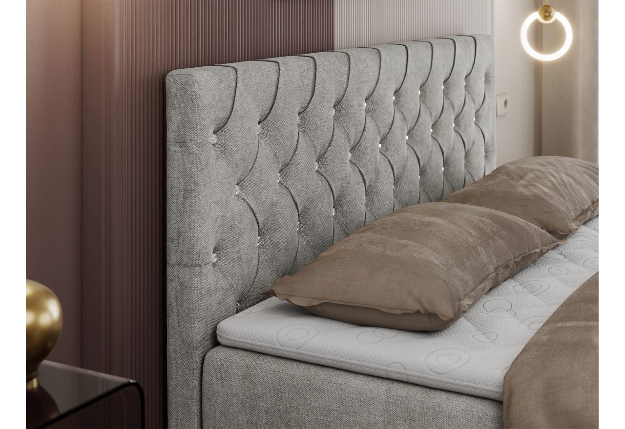 Łóżko kontynentalne ROMA 200x200 - H4 - jasnoszary, struktura