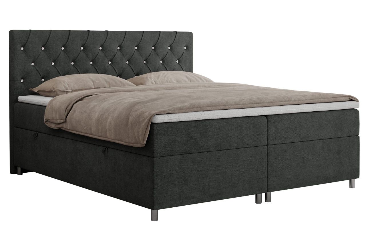 Łóżko kontynentalne ROMA 140x200 - H4 - ciemnoszary, struktura