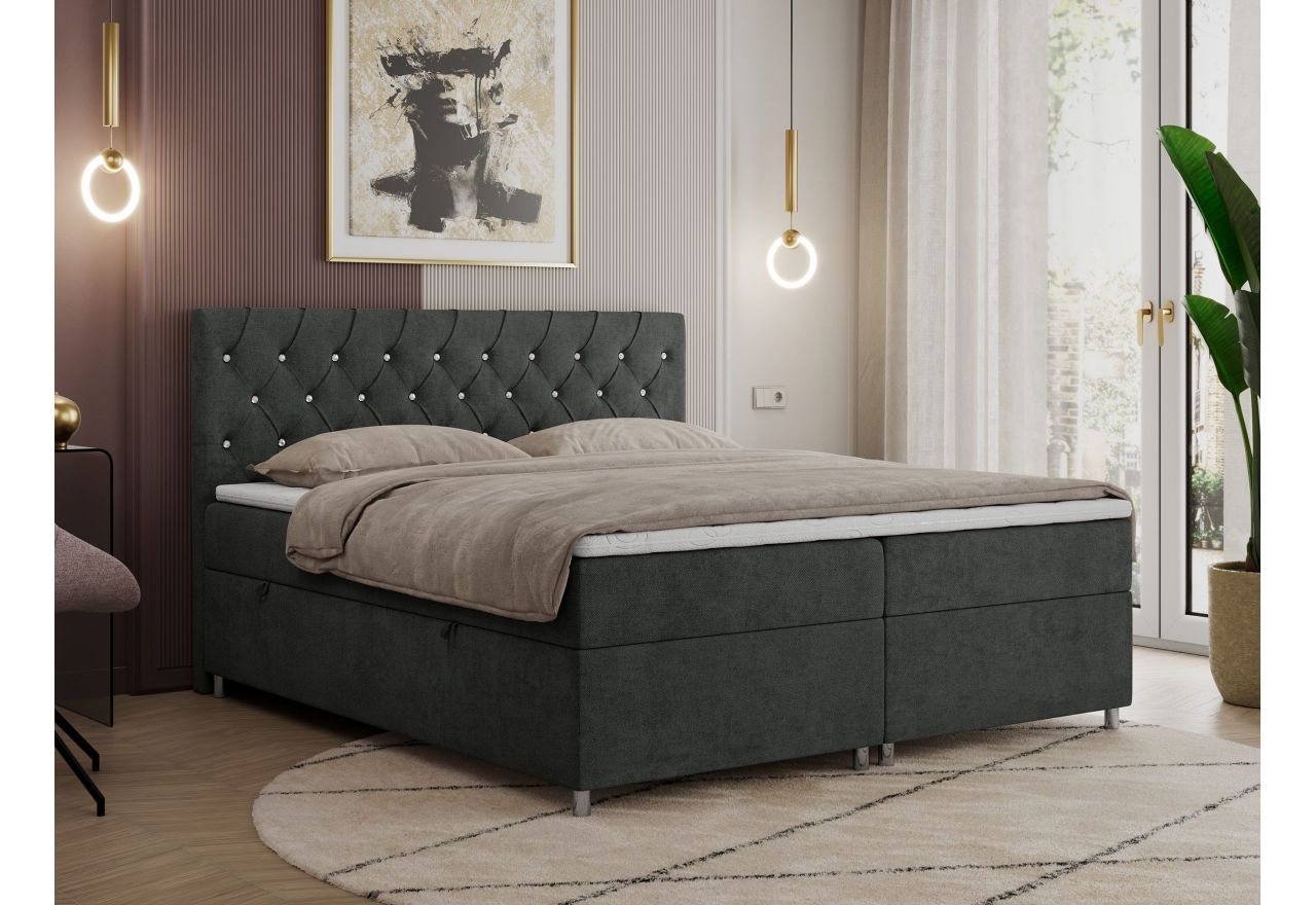 Łóżko kontynentalne ROMA 160x200 - H4 - ciemnoszary, struktura