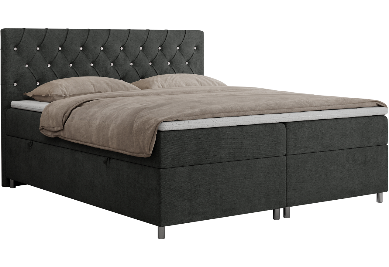 Łóżko kontynentalne ROMA 160x200 - H4 - ciemnoszary, struktura