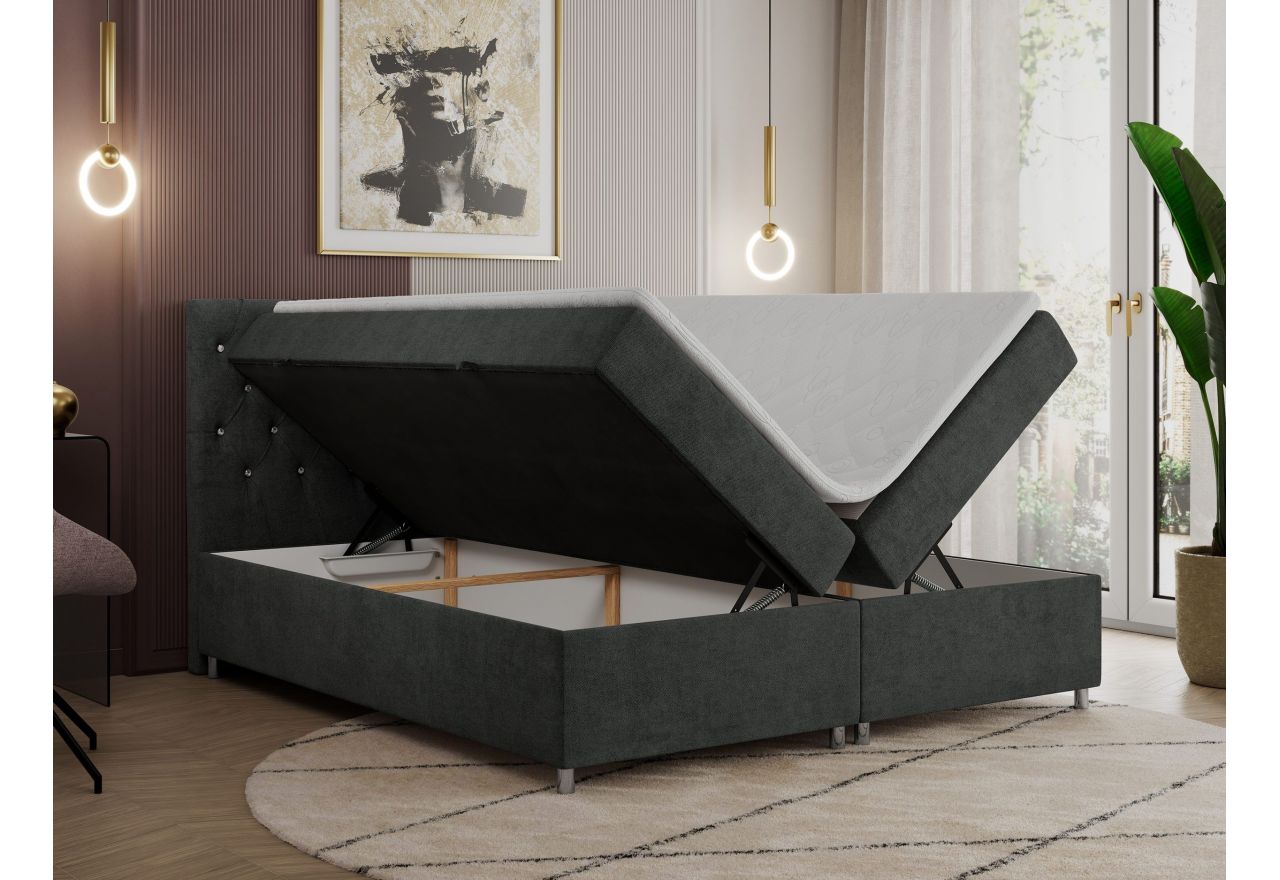 Łóżko kontynentalne ROMA 180x200 - H4 - ciemnoszary, struktura