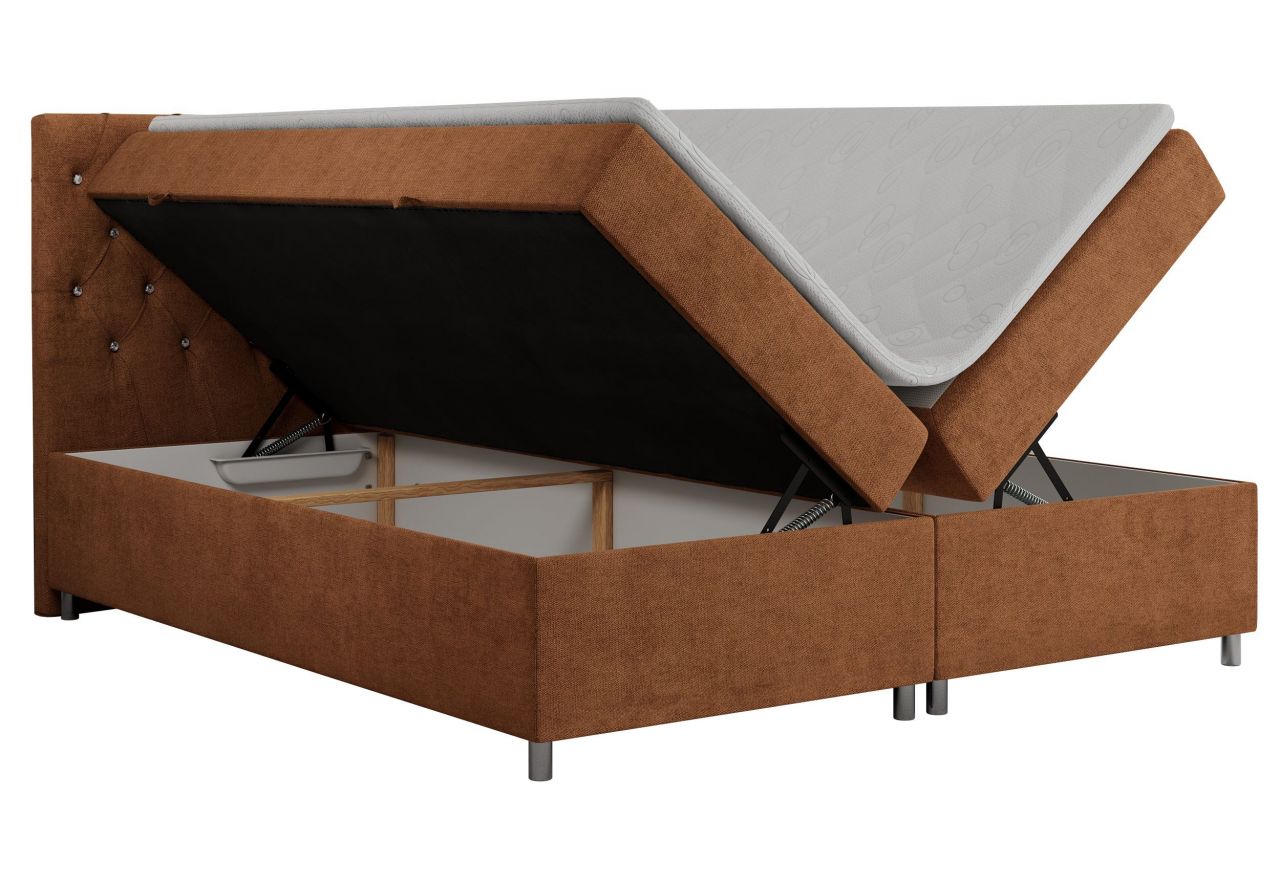 Łóżko kontynentalne ROMA 140x200 - H3 - pomarańczowy, struktura