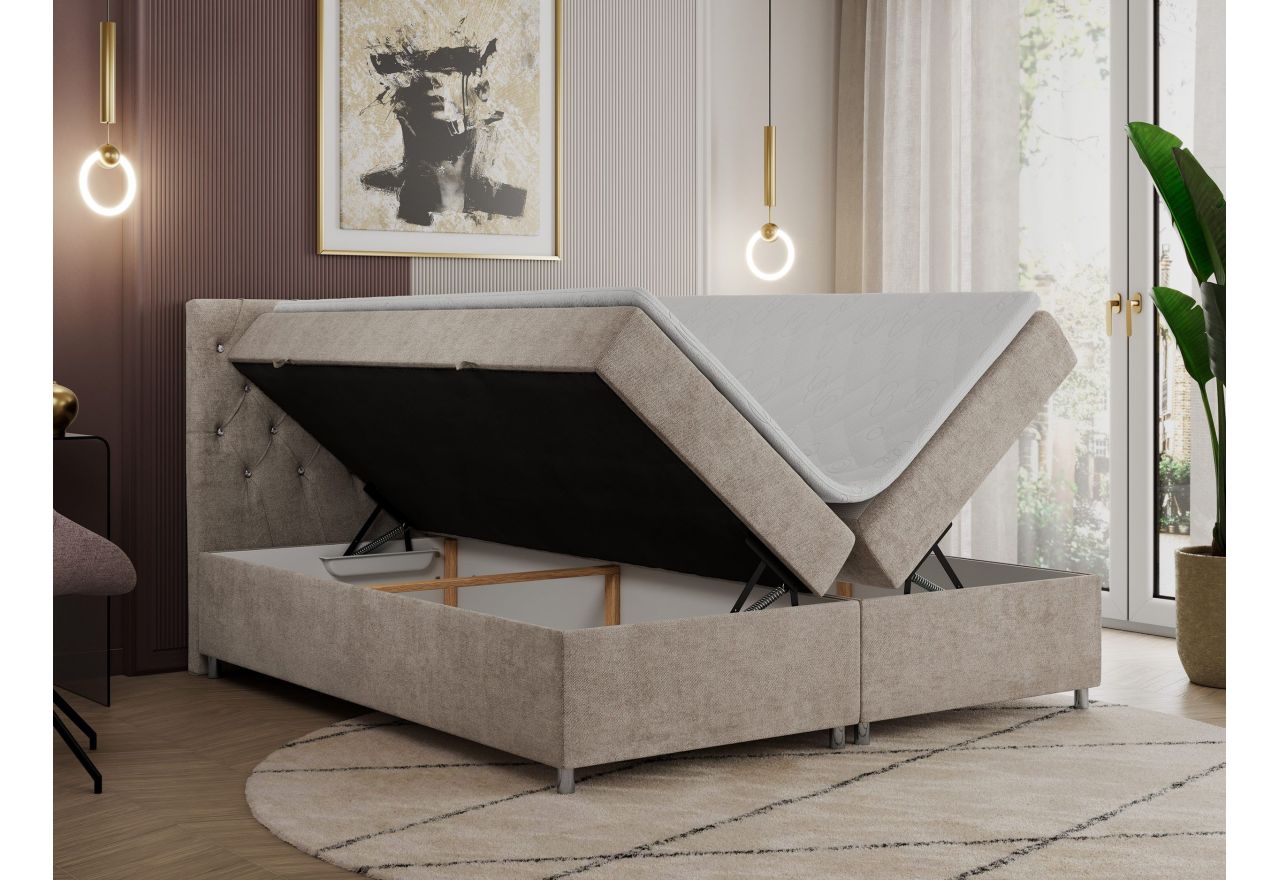 Łóżko kontynentalne ROMA 140x200 - H4 - beżowy, struktura