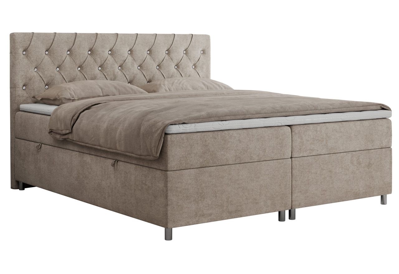 Łóżko kontynentalne ROMA 200x200 - H4 - beżowy, struktura