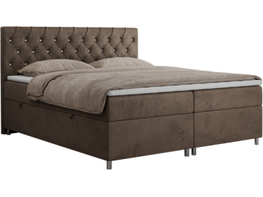 Łóżko kontynentalne ROMA 120x200 - H3 - brązowy, welwet