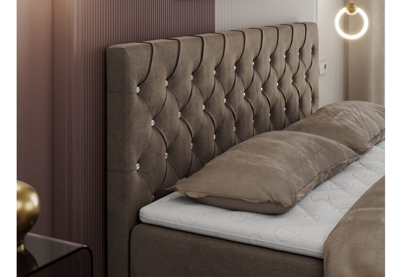 Łóżko kontynentalne ROMA 200x200 - H3 - brązowy, welwet