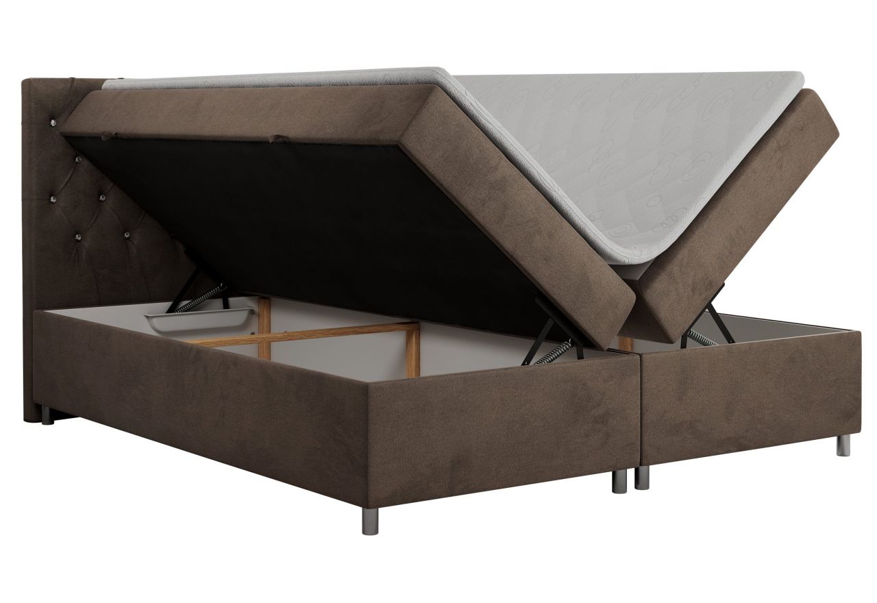 Łóżko kontynentalne ROMA 200x200 - H3 - brązowy, welwet