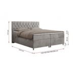 Łóżko kontynentalne ROMA 160x200 - H4 - jasnoszary, welwet