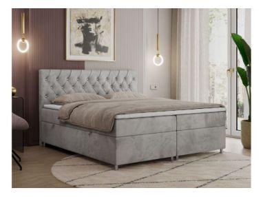 Łóżko kontynentalne ROMA 180x200 - H4 - jasnoszary, welwet