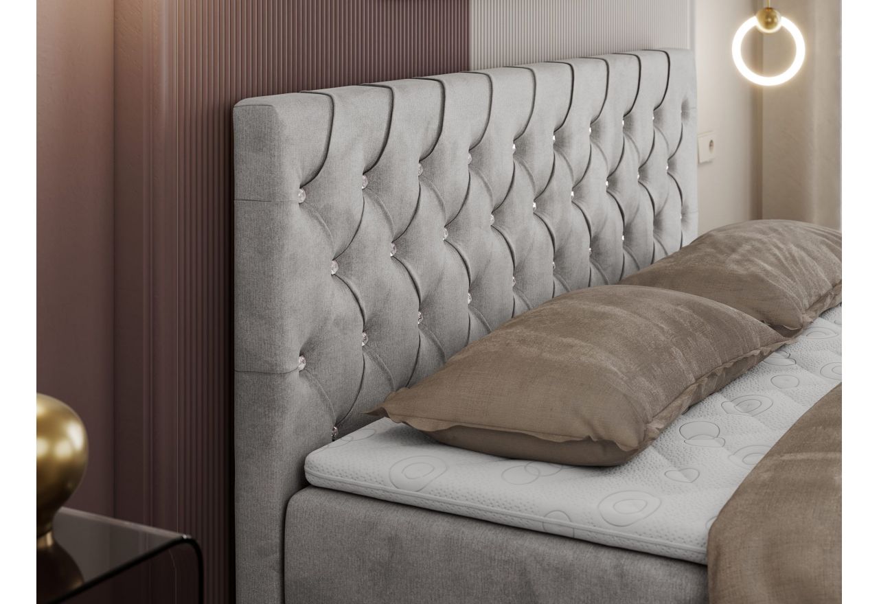 Łóżko kontynentalne ROMA 180x200 - H4 - jasnoszary, welwet