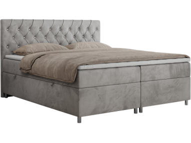 Łóżko kontynentalne ROMA 200x200 - H4 - jasnoszary, welwet