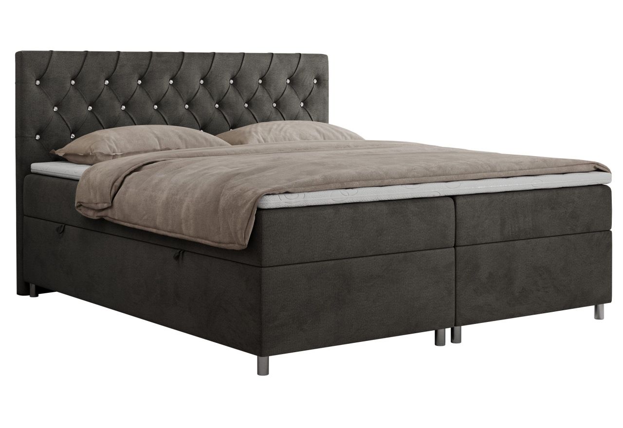 Łóżko kontynentalne ROMA 120x200 - H3 - ciemnoszary, welwet