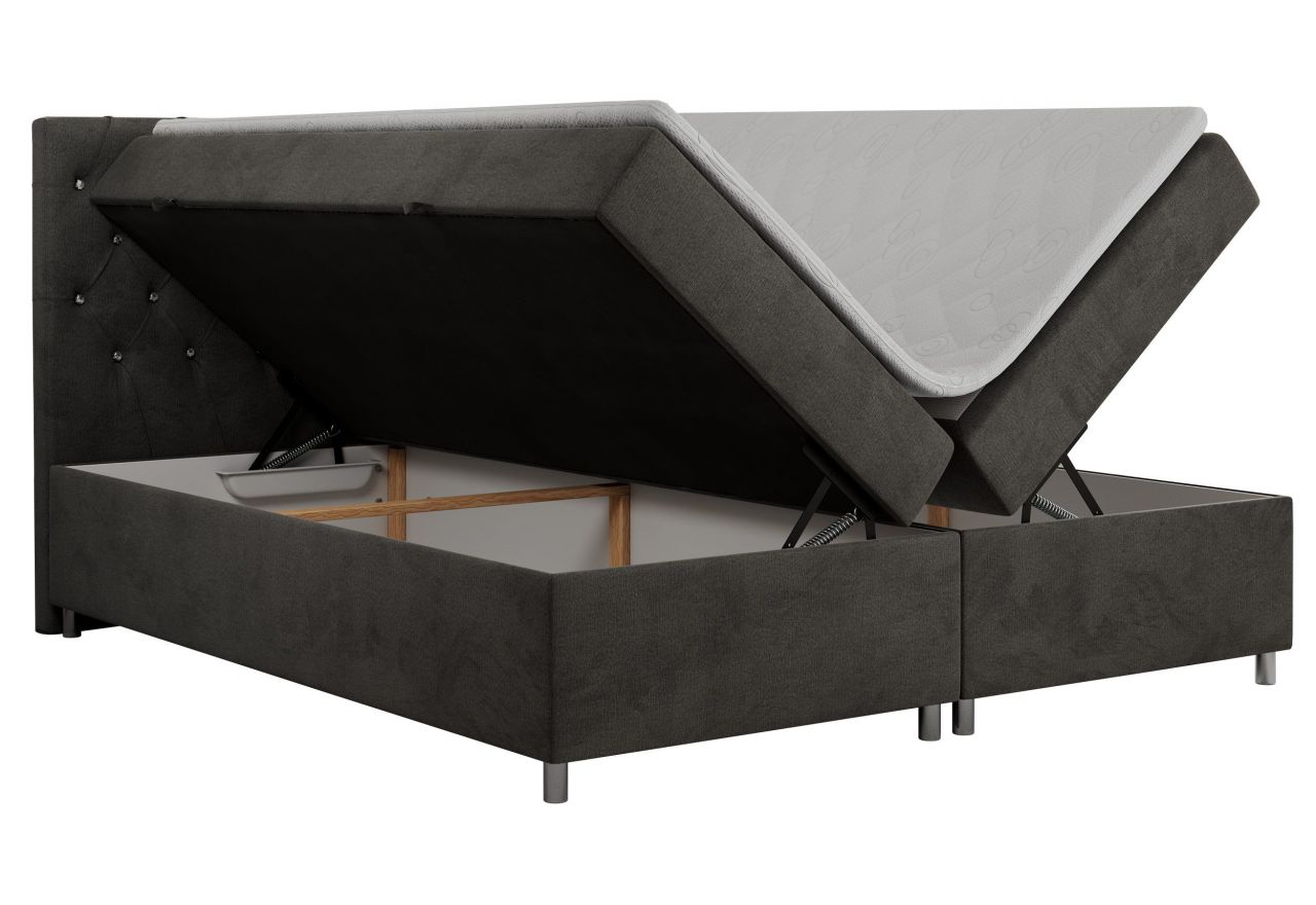 Łóżko kontynentalne ROMA 140x200 - H3 - ciemnoszary, welwet