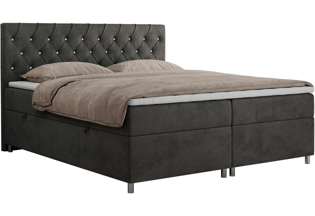 Łóżko kontynentalne ROMA 180x200 - H3 - ciemnoszary, welwet