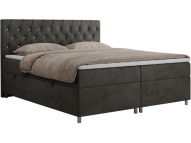 Łóżko kontynentalne ROMA 120x200 - H4 - ciemnoszary, welwet