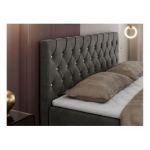 Łóżko kontynentalne ROMA 120x200 - H4 - ciemnoszary, welwet