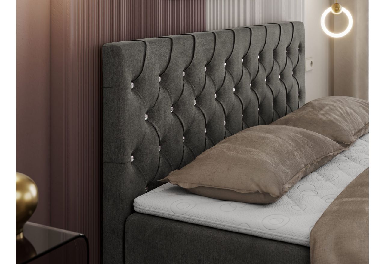 Łóżko kontynentalne ROMA 160x200 - H4 - ciemnoszary, welwet