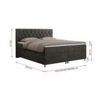 Łóżko kontynentalne ROMA 180x200 - H4 - ciemnoszary, welwet