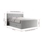 Łóżko kontynentalne KING EIGAR 120x200 - H3 - jasnoszary, struktura