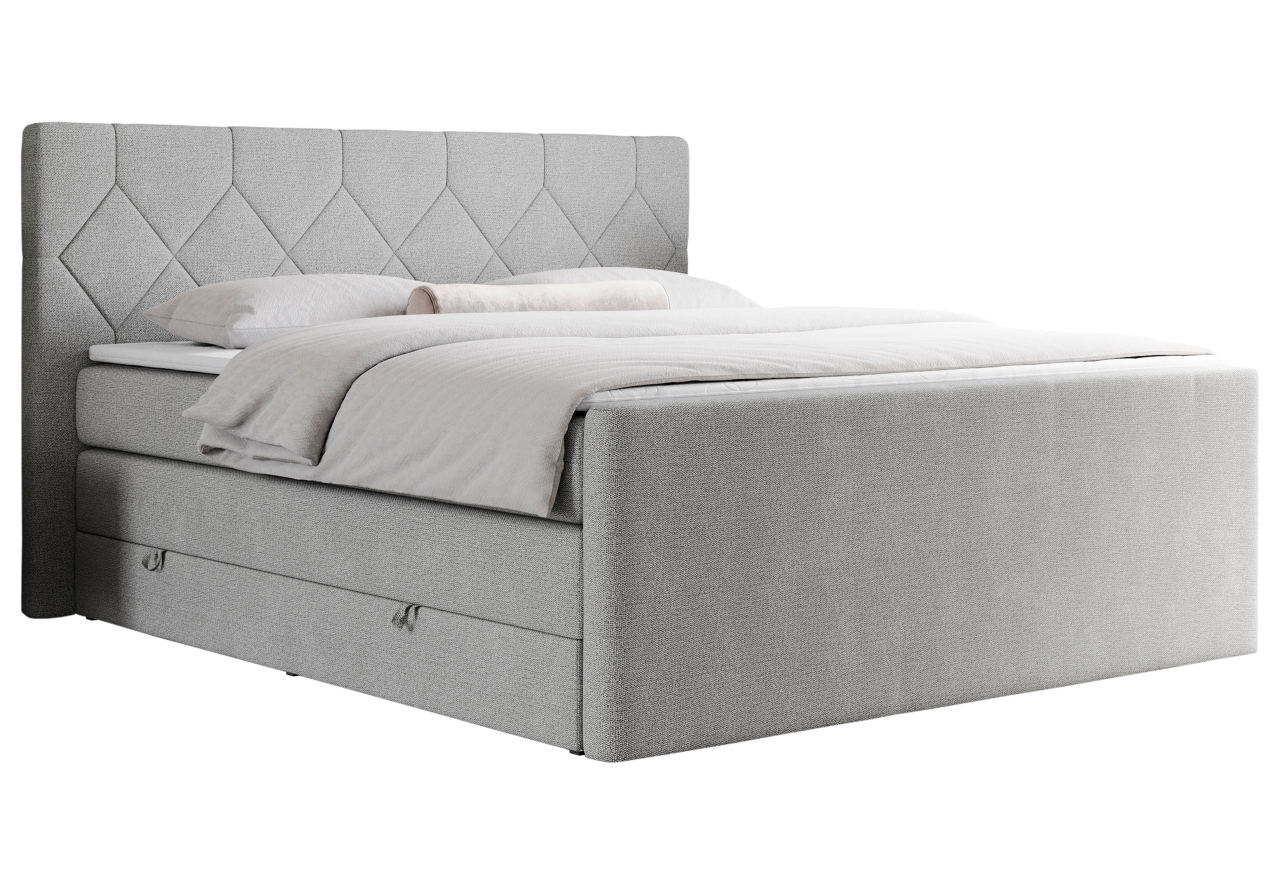 Łóżko kontynentalne KING EIGAR 160x200 - H3 - jasnoszary, struktura