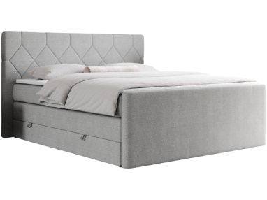 Łóżko kontynentalne KING EIGAR 200x200 - H3 - jasnoszary, struktura