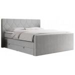 Łóżko kontynentalne KING EIGAR 200x200 - H3 - jasnoszary, struktura