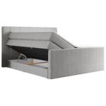 Łóżko kontynentalne KING EIGAR 140x200 - H4 - jasnoszary, struktura