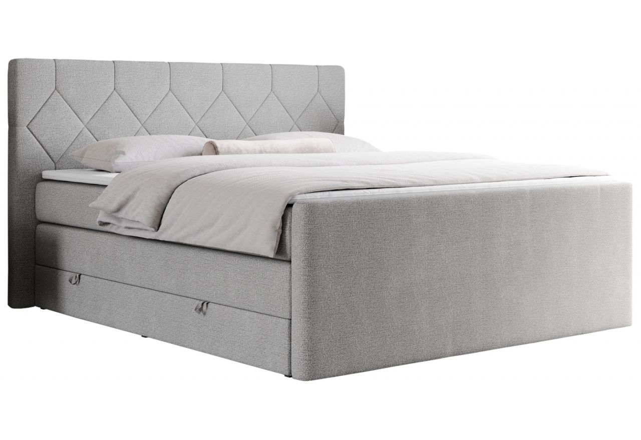Łóżko kontynentalne KING EIGAR 160x200 - H4 - jasnoszary, struktura