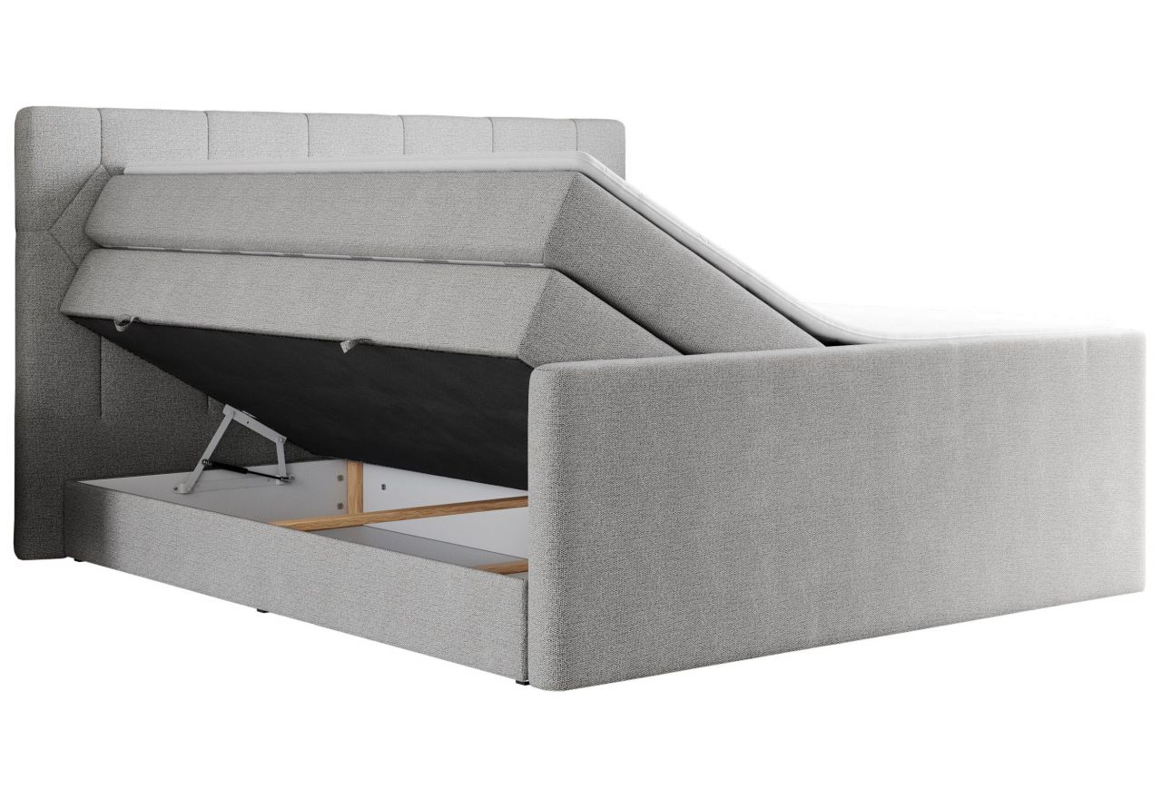 Łóżko kontynentalne KING EIGAR 160x200 - H4 - jasnoszary, struktura