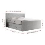 Łóżko kontynentalne KING EIGAR 180x200 - H4 - jasnoszary, struktura