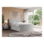 Łóżko kontynentalne KING EIGAR 200x200 - H4 - jasnoszary, struktura