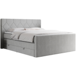 Łóżko kontynentalne KING EIGAR 200x200 - H4 - jasnoszary, struktura