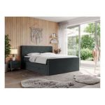 Łóżko kontynentalne KING EIGAR 120x200 - H3 - ciemnoszary, struktura