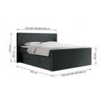 Łóżko kontynentalne KING EIGAR 120x200 - H3 - ciemnoszary, struktura