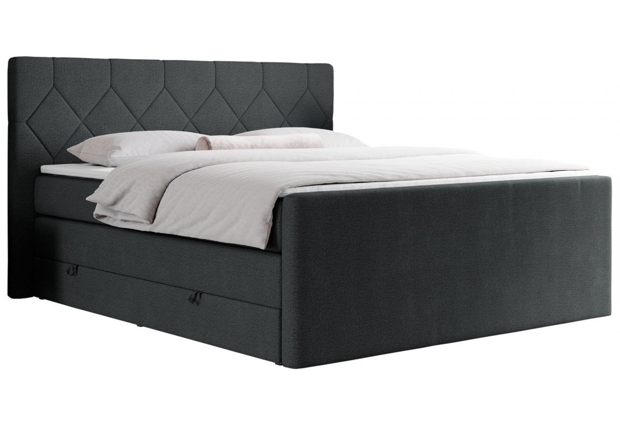 Łóżko kontynentalne KING EIGAR 120x200 - H3 - ciemnoszary, struktura