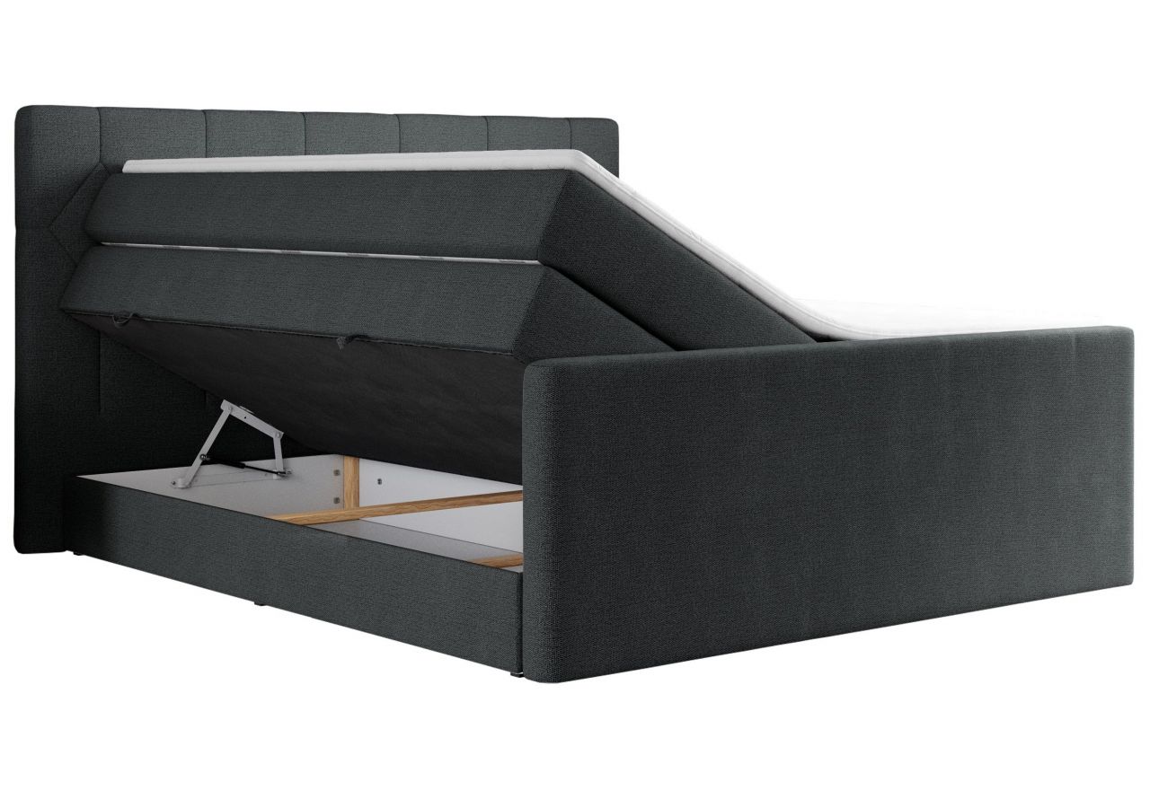 Łóżko kontynentalne KING EIGAR 140x200 - H3 - ciemnoszary, struktura