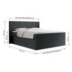 Łóżko kontynentalne KING EIGAR 160x200 - H3 - ciemnoszary, struktura