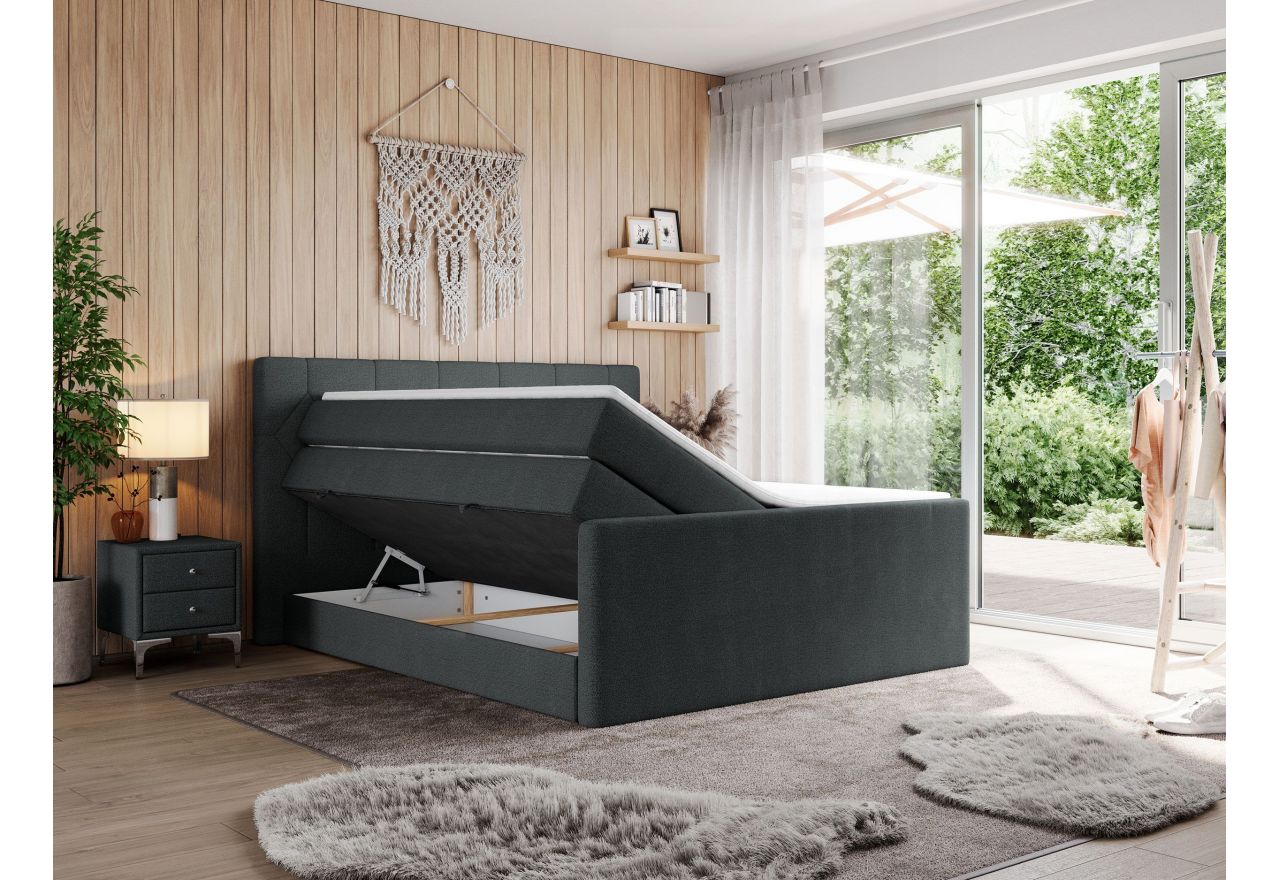 Łóżko kontynentalne KING EIGAR 160x200 - H3 - ciemnoszary, struktura