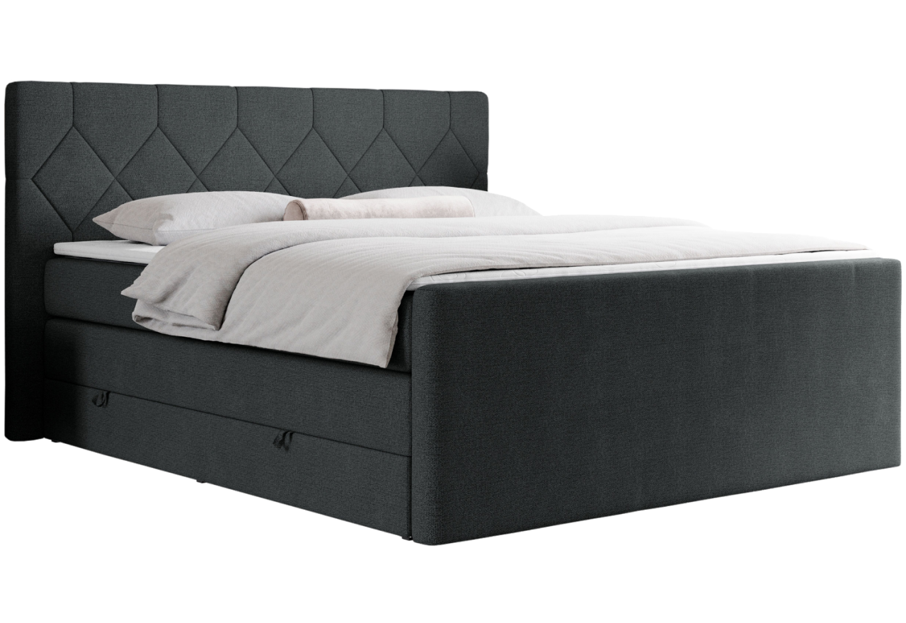 Łóżko kontynentalne KING EIGAR 200x200 - H3 - ciemnoszary, struktura