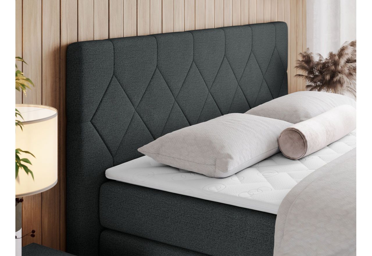 Łóżko kontynentalne KING EIGAR 140x200 - H4 - ciemnoszary, struktura