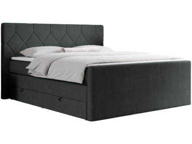 Łóżko kontynentalne KING EIGAR 200x200 - H4 - ciemnoszary, struktura