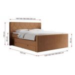 Łóżko kontynentalne KING EIGAR 160x200 - H3 - pomarańczowy, struktura