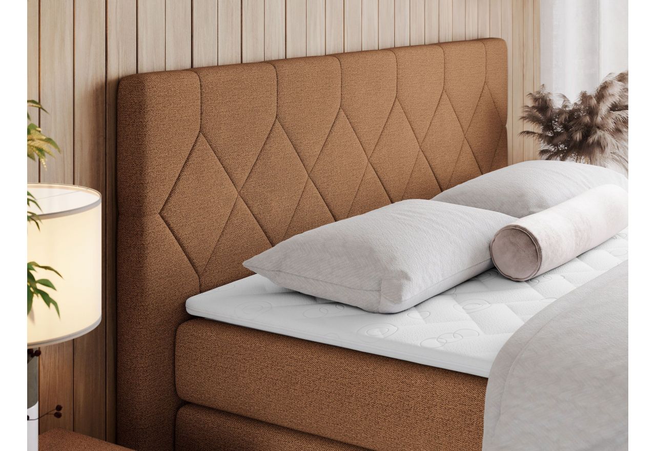 Łóżko kontynentalne KING EIGAR 160x200 - H3 - pomarańczowy, struktura