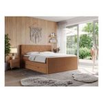 Łóżko kontynentalne KING EIGAR 200x200 - H3 - pomarańczowy, struktura