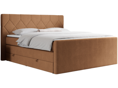 Łóżko kontynentalne KING EIGAR 200x200 - H3 - pomarańczowy, struktura