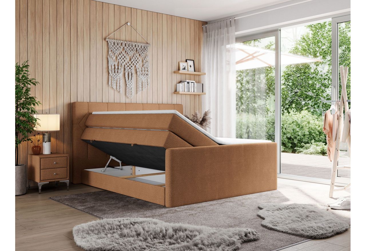 Łóżko kontynentalne KING EIGAR 120x200 - H4 - pomarańczowy, struktura