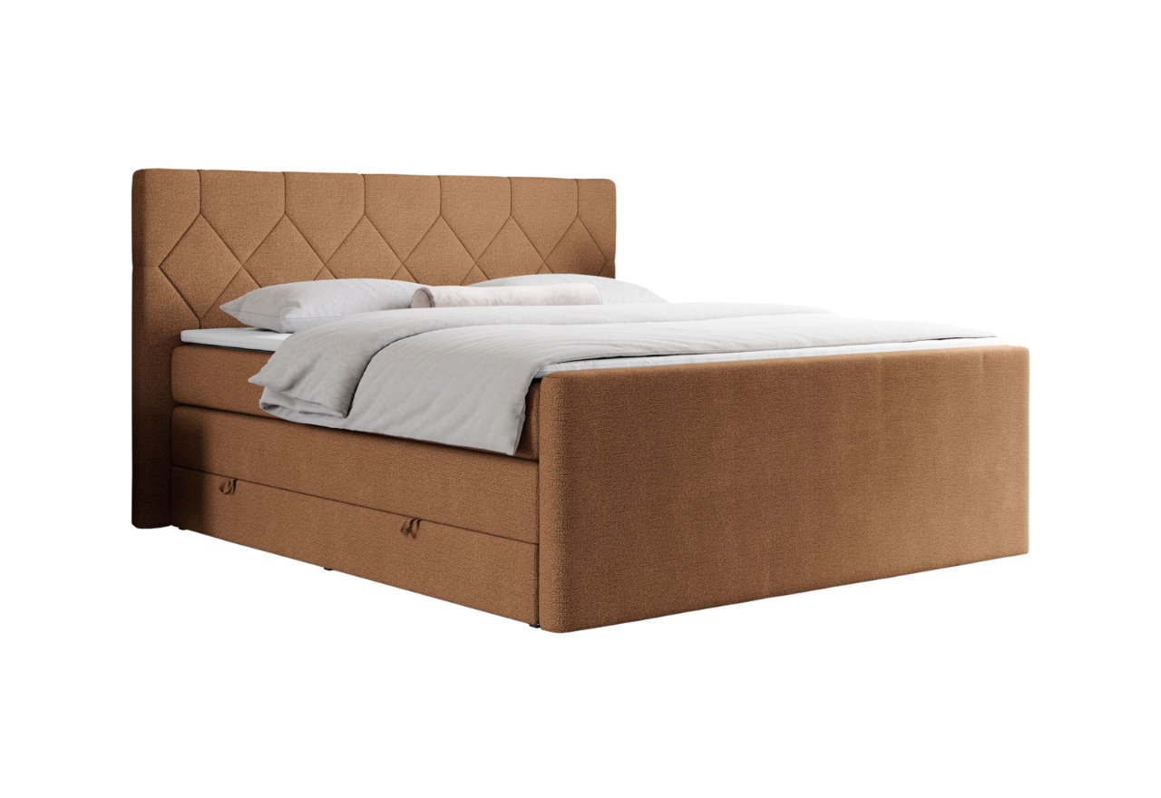 Łóżko kontynentalne KING EIGAR 180x200 - H4 - pomarańczowy, struktura