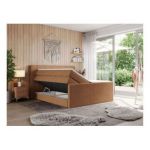 Łóżko kontynentalne KING EIGAR 180x200 - H4 - pomarańczowy, struktura