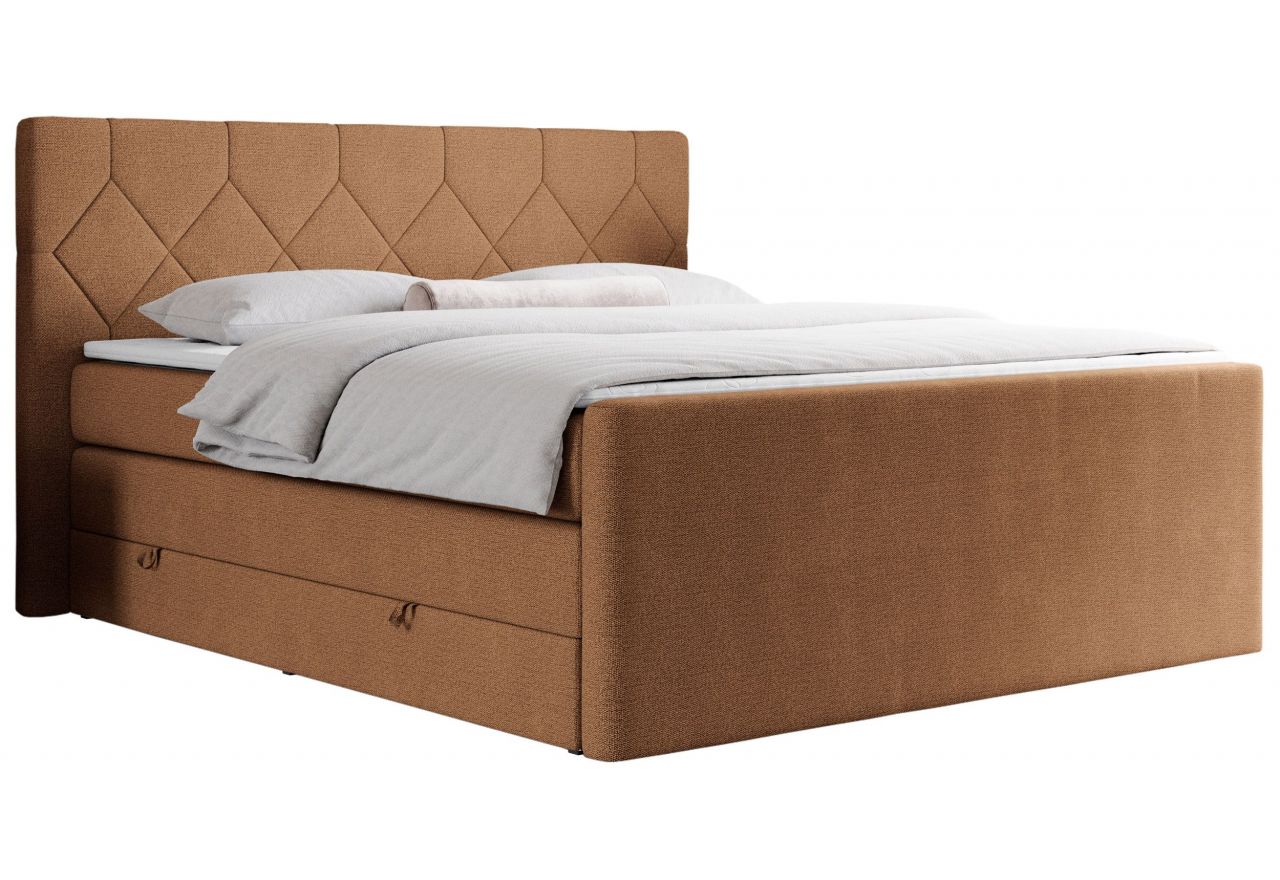 Łóżko kontynentalne KING EIGAR 200x200 - H4 - pomarańczowy, struktura