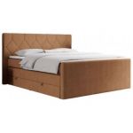 Łóżko kontynentalne KING EIGAR 200x200 - H4 - pomarańczowy, struktura